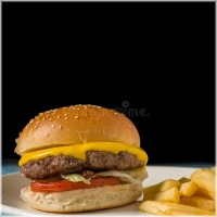 Burgers geserveerd met friet.